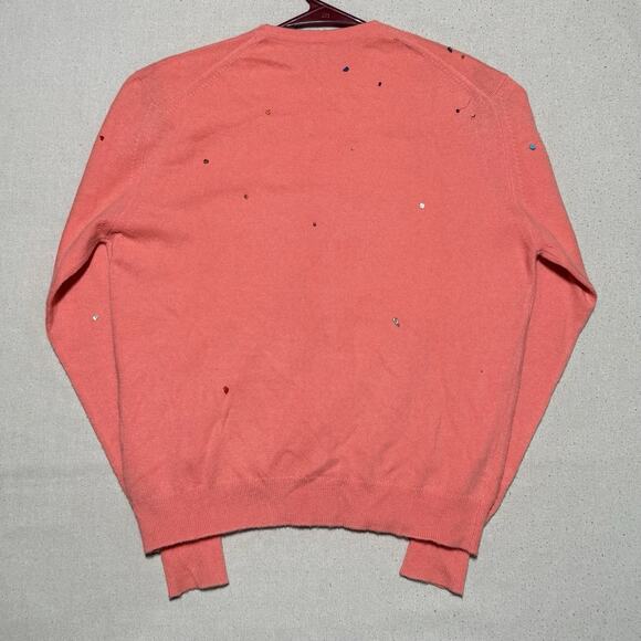 VTG We 100% Cashmere Cardigan & Vest Set Long Sleeve Beads Pink Sz M Scotland - Picture 2 of 13